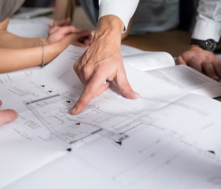 Construction planning blueprints review